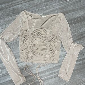 Motel Rocks Shimmering Beige Ruched Blouse